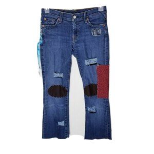Seven For Mankind Patchwork Distressed Ribbon Jeans Denim Pants Women Size 28